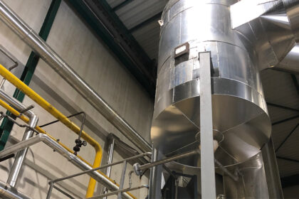 Polymer air preheater in use at Aviko Rixona for heat recovery from biogas flue gases.
