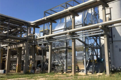 Industrial heat exchanger installation at USG Chemelot for heat recovery from flue gases.